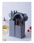 К-т силиконови прибори 33 части със стойка ножове, ножица и дъска